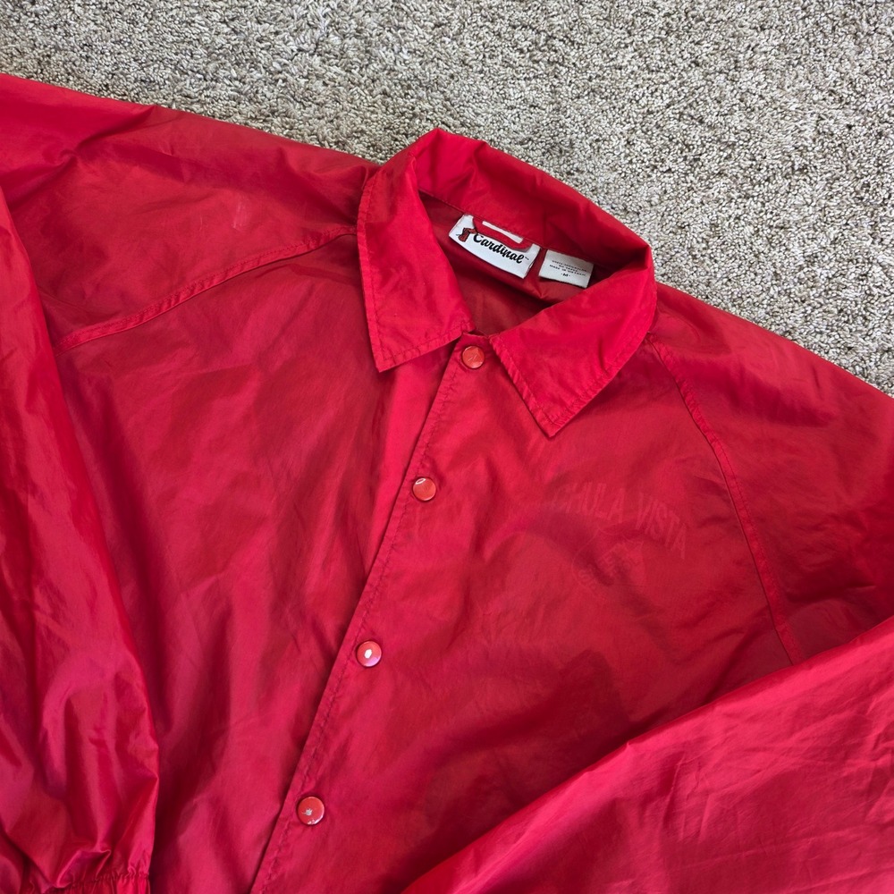 VINTAGE Cardinals Coach Jacket Mens Medium Red Nylon Windbreaker MLB Adult